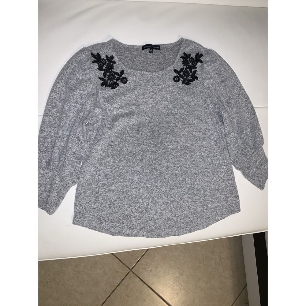 Adrienne Vittadini three-quarter length blouse in grey polyester